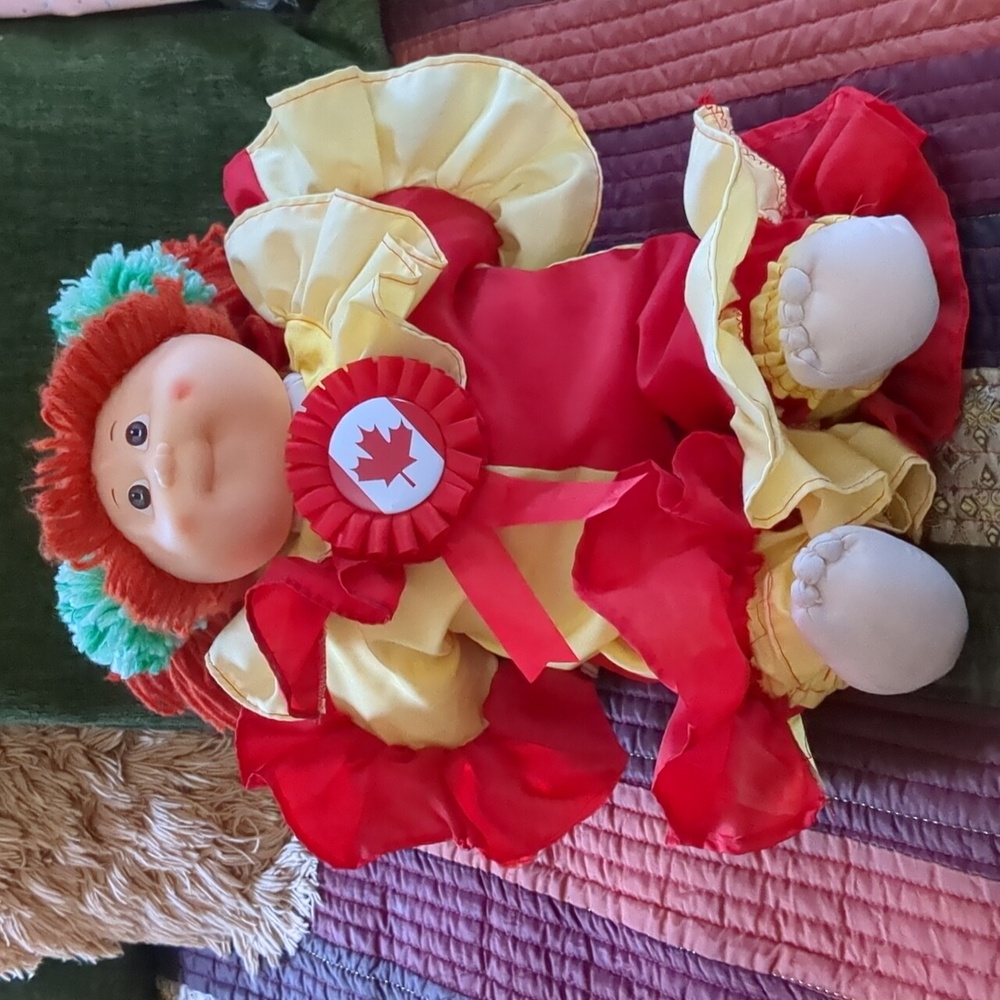 CABBAGE PATCH* inspired doll in fun homemade clown costume w/ Canadian flag pin